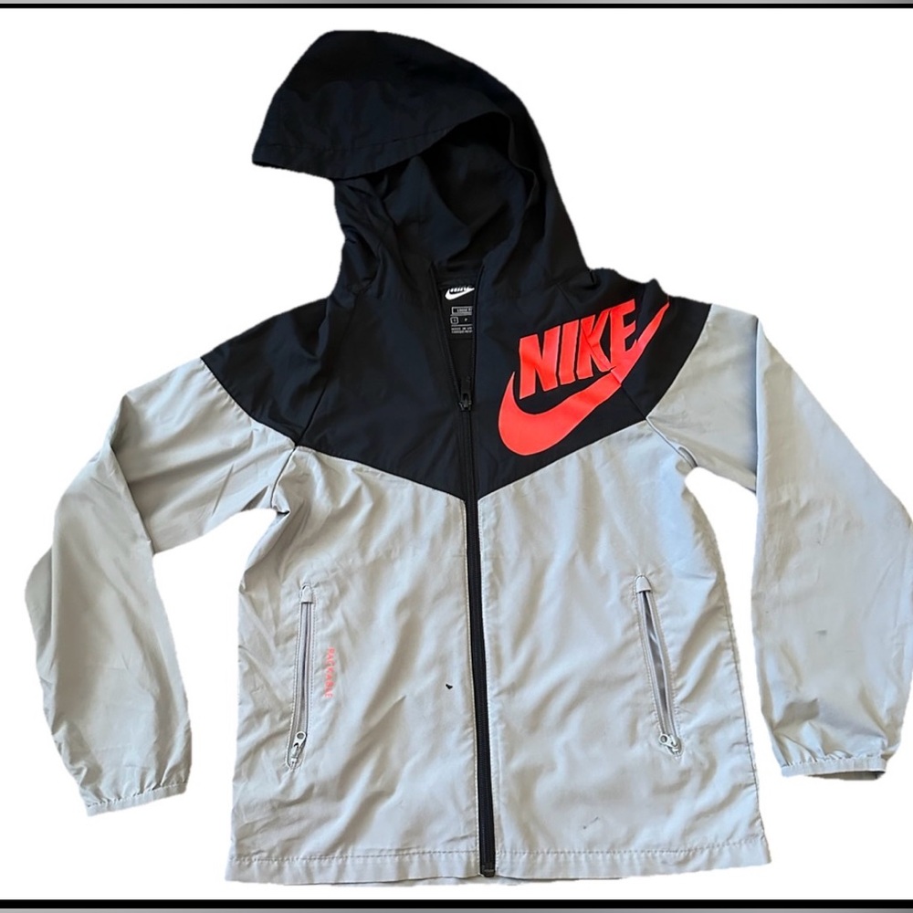 Nike Black and Gray Jacket with Red Logo